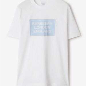 Burberry White Tee with Light Blue Graphic